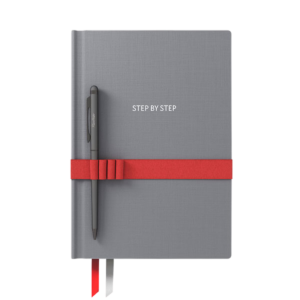 Блокнот Step by Step - grey/red/grey